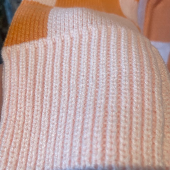 Orange and Pink Checkered Turtleneck Sweater Dress - Picture 6 of 7